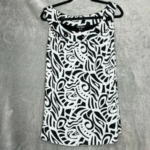 Dana Kay 18W 1X Shirt Top White Geometric Sleeveless Round Neck Embellished‎